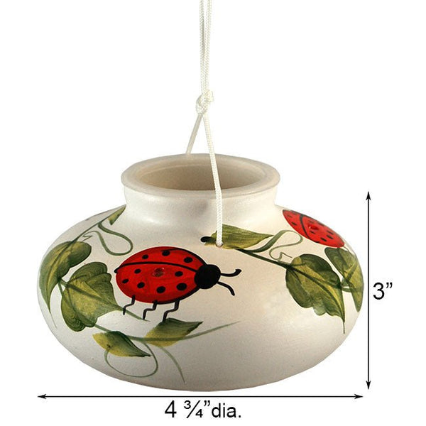 Ladybug Handcrafted Ceramic Hummingbird Feeder - inthegardenandmore.com