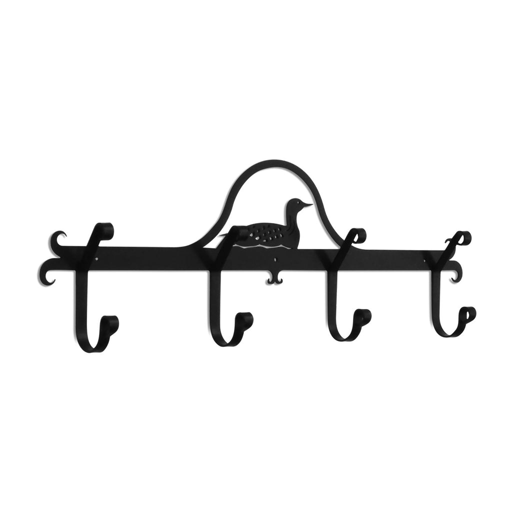 Lakeside Loon Bird Wrought Iron Wall Mounted Coat Rack - inthegardenandmore.com