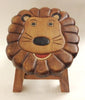 Lennard the Lion Handcrafted Wood Stool Footstool for Children - inthegardenandmore.com