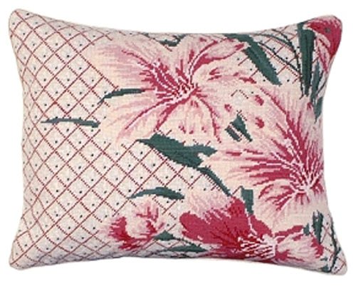 Liesl Lilies Handcrafted Needlepoint Pillow (16" x 20") - inthegardenandmore.com