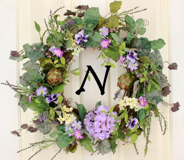 Loretta’s Lavender Elegant Front Door Wreath - 23 inch - inthegardenandmore.com