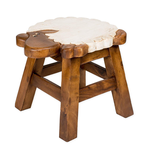 Lucy the Lamb Handcrafted Wood Stool Footstool for Children - inthegardenandmore.com