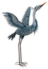 Majestic Blue Heron Metallic Finished Metal Garden Statuary - 41" Tall - inthegardenandmore.com