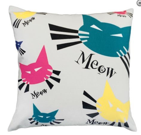 Meow Kitties Handcrafted Embroidered Throw Pillow - inthegardenandmore.com