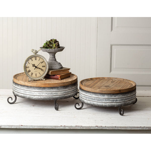 Our Metal and Wood Food Display Riser Stands, Set of 2 will elevate food displays with style.