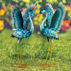 Metallic Blue Green Coastal Crane Garden Statuary (Set of 2) - inthegardenandmore.com