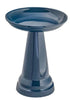 Midnight Blue High Gloss Glazed Clay Birdbath - inthegardenandmore.com