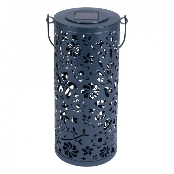 Midnight Blue Punched Metal Solar Lantern - inthegardenandmore.com