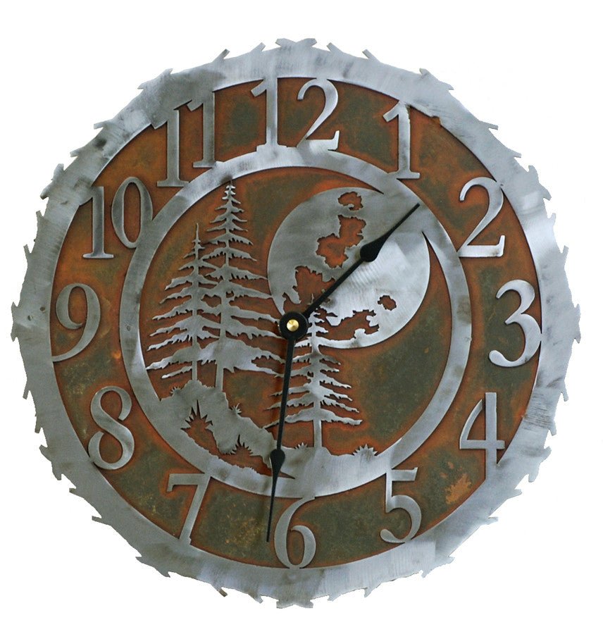 Mountain Moon Handcrafted Rustic Metal Wall Clock - 12" - inthegardenandmore.com