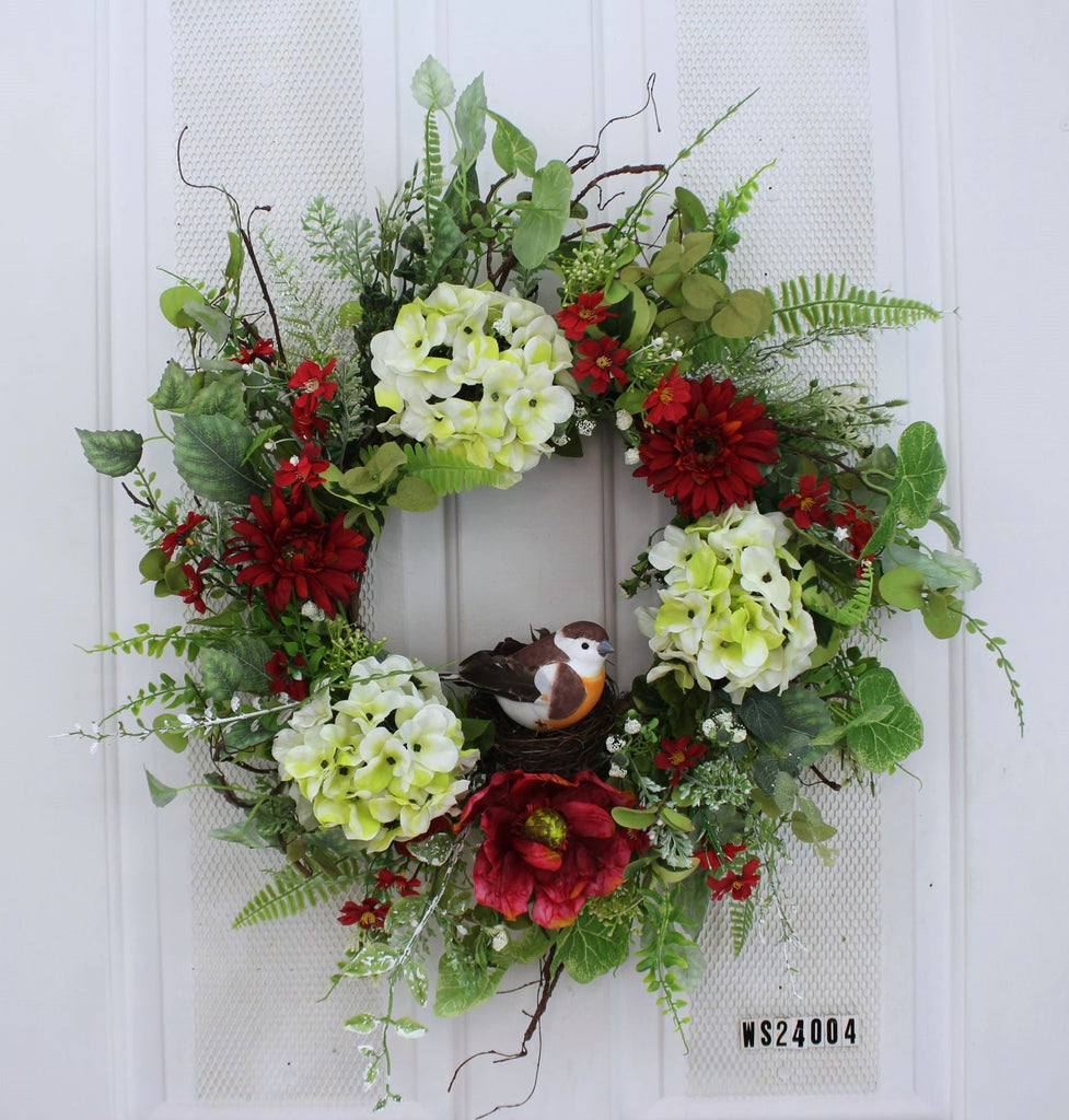 Nesting Among The Hydrangeas, Front Door Wreath – 24” - inthegardenandmore.com