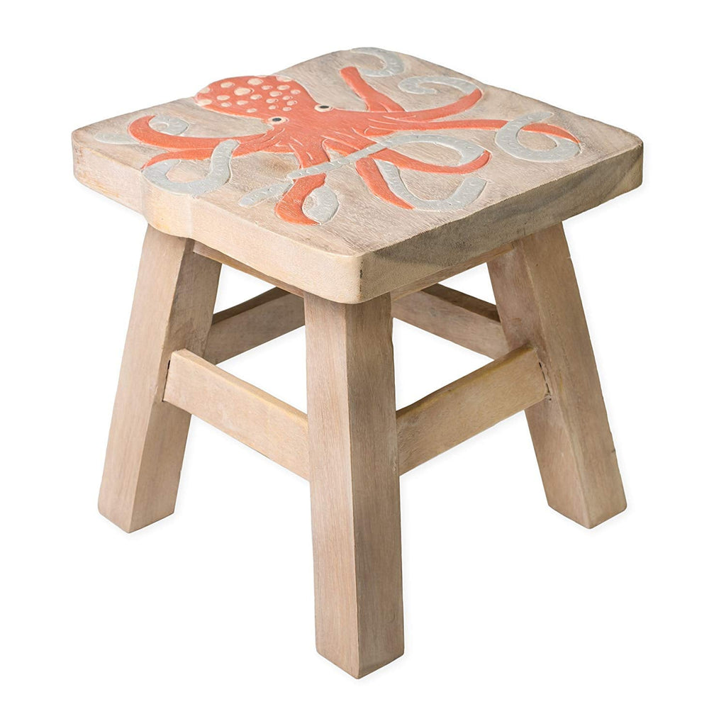 Octopus Handcrafted Wood Stool Footstool - inthegardenandmore.com