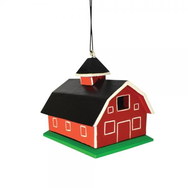 On the Farm Red Barn Hand Carved Wood Birdhouse - inthegardenandmore.com