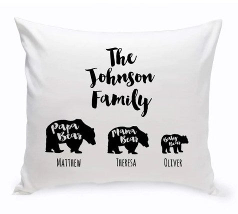 Papa Bear and Mama Bear Family Personalized Throw Pillow - inthegardenandmore.com