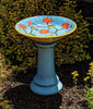 Pastel Blue High Gloss Hand Painted Porcelain Birdbath - inthegardenandmore.com