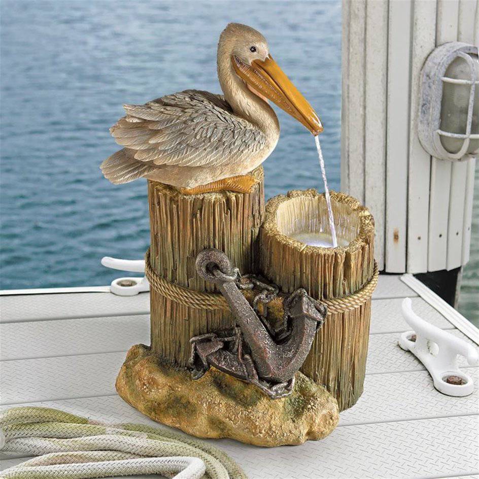 Pelican Coastal Bird Indoor/Outdoor Fountain with LED Lights - inthegardenandmore.com