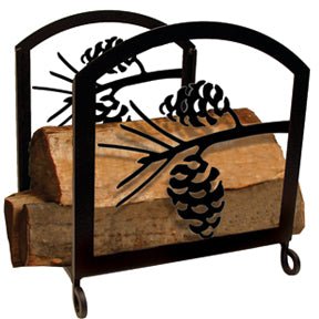 Pinecones Wrought Iron Wood Storage Rack - inthegardenandmore.com