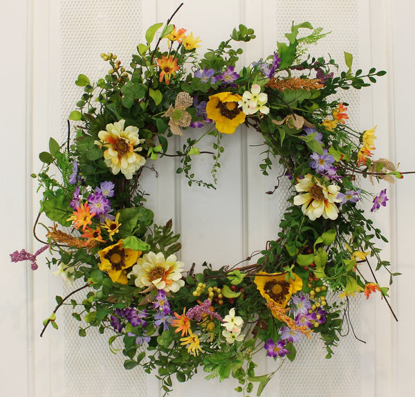 Pops of Poppies Silk Front Door Wreath – 22” - inthegardenandmore.com