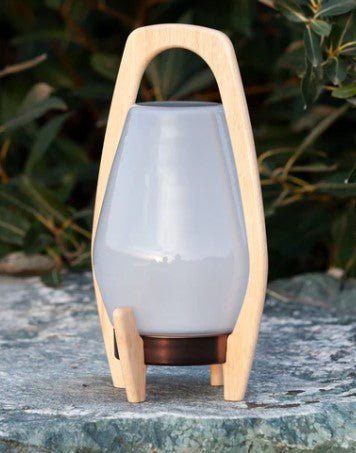 Portable and Rechargeable Indoor Outdoor LED Wood Drifter Lantern - inthegardenandmore.com