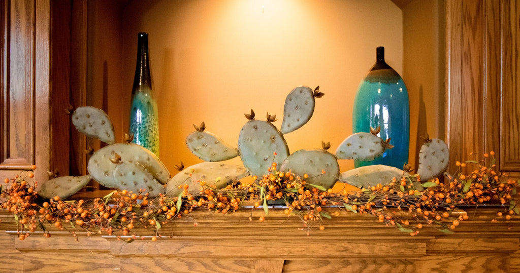 Prickly Pear Cactus Metal Yard Art, Table, Mantle Sculpture - inthegardenandmore.com