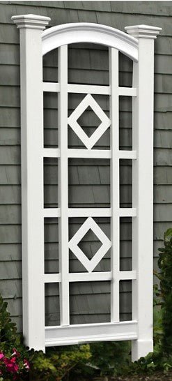 Pristine White Diamond Arched Vinyl Trellis - inthegardenandmore.com