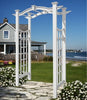 Pristine White Florence Garden Arbor with Decorative Arch - inthegardenandmore.com