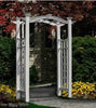 Pristine White Florence Garden Arbor with Decorative Arch - inthegardenandmore.com