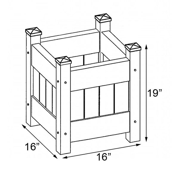 Pristine White Vinyl Planter Box – 16” – Made in the USA - inthegardenandmore.com