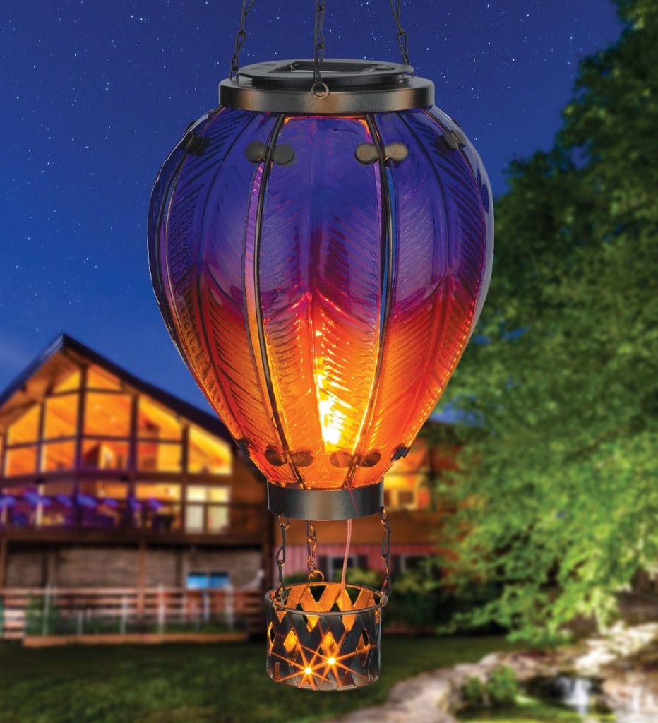 Purple Solar LED Powered Hot Air Balloon Lantern - inthegardenandmore.com