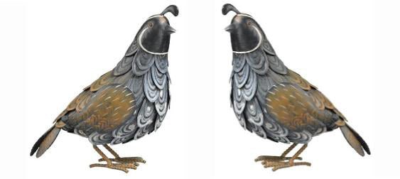 Quail Handcrafted Metal Garden Statuary (Set of 2) - inthegardenandmore.com