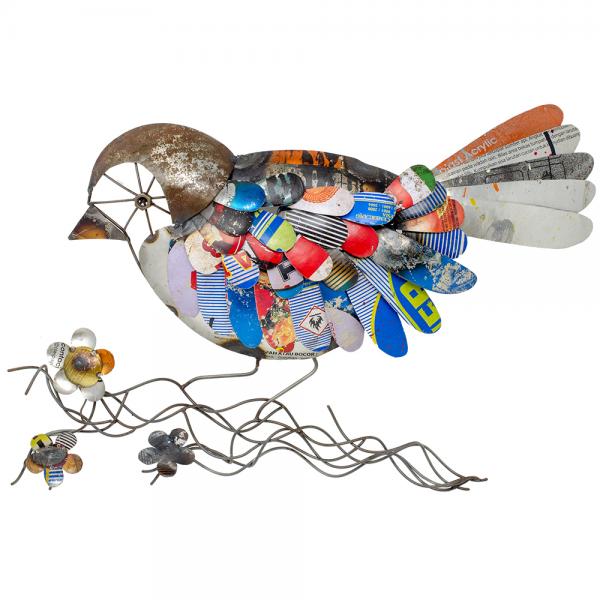 Reclaimed and Recycled Metal Bird Wall Art Decor - inthegardenandmore.com