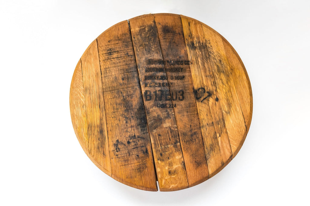 Reclaimed and Repurposed Whiskey Barrel Head Food Riser with Feet - inthegardenandmore.com