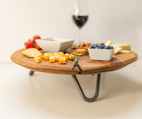 Reclaimed and Repurposed Whiskey Barrel Head Food Riser with Feet - inthegardenandmore.com