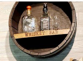 Reclaimed Whiskey Barrel Head Cabinet Shelf (customizable) - inthegardenandmore.com