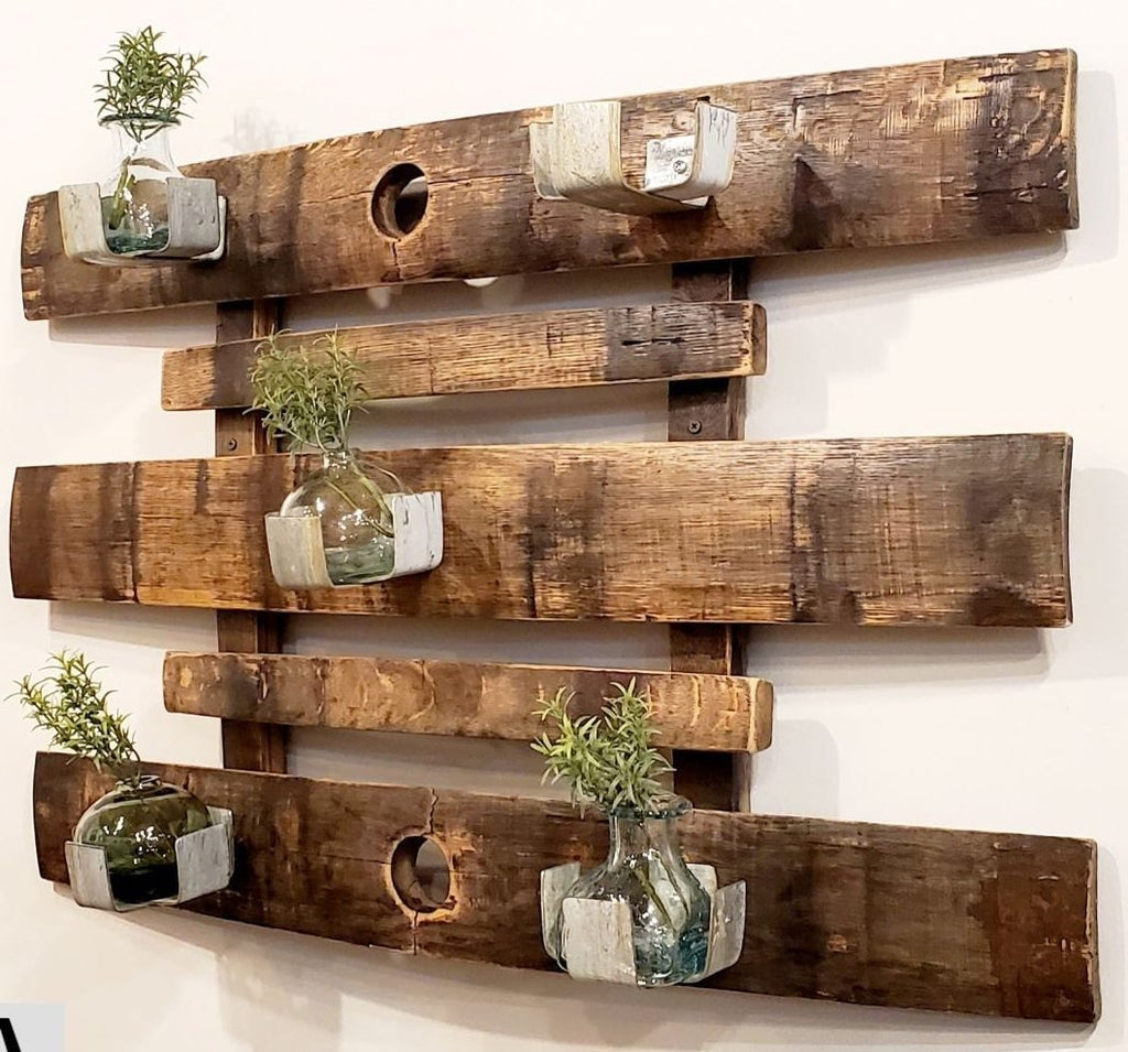 Reclaimed Whiskey Barrel Staves Wall Garden Planter / Candle Holder - inthegardenandmore.com