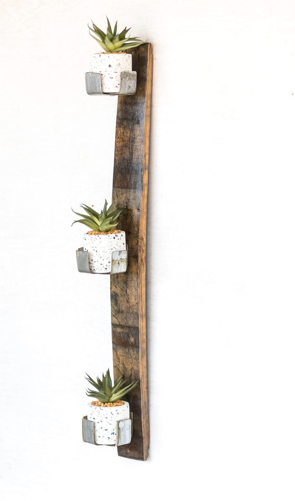 Reclaimed Whiskey Barrel Staves Wall Planter / Candle Holder - inthegardenandmore.com