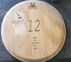 Reclaimed Wine Barrel Head Wood Lazy Susan with Winemakers Stamp (21”) - inthegardenandmore.com