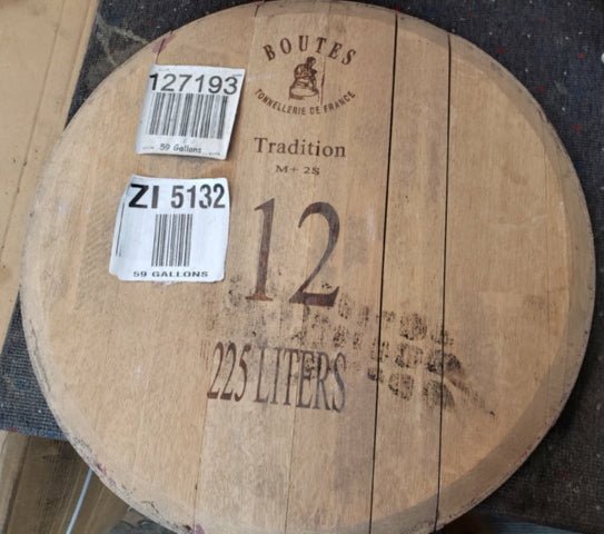 Reclaimed Wine Barrel Head Wood Lazy Susan with Winemakers Stamp (21”) - inthegardenandmore.com