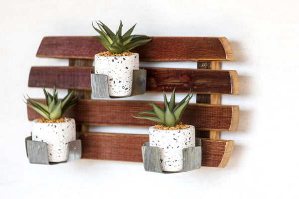 Reclaimed Wine Barrel Staves Slatted Wall Garden Planter / Candle Holder - inthegardenandmore.com