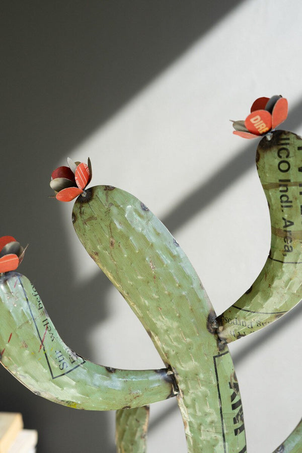 Recycled Metal Saguaro Cactus Sculptures – Set of 2 - inthegardenandmore.com