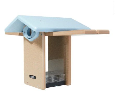 Recycled Poly Lumber Plastic Bluebird Bird House – Taupe and Blue - inthegardenandmore.com