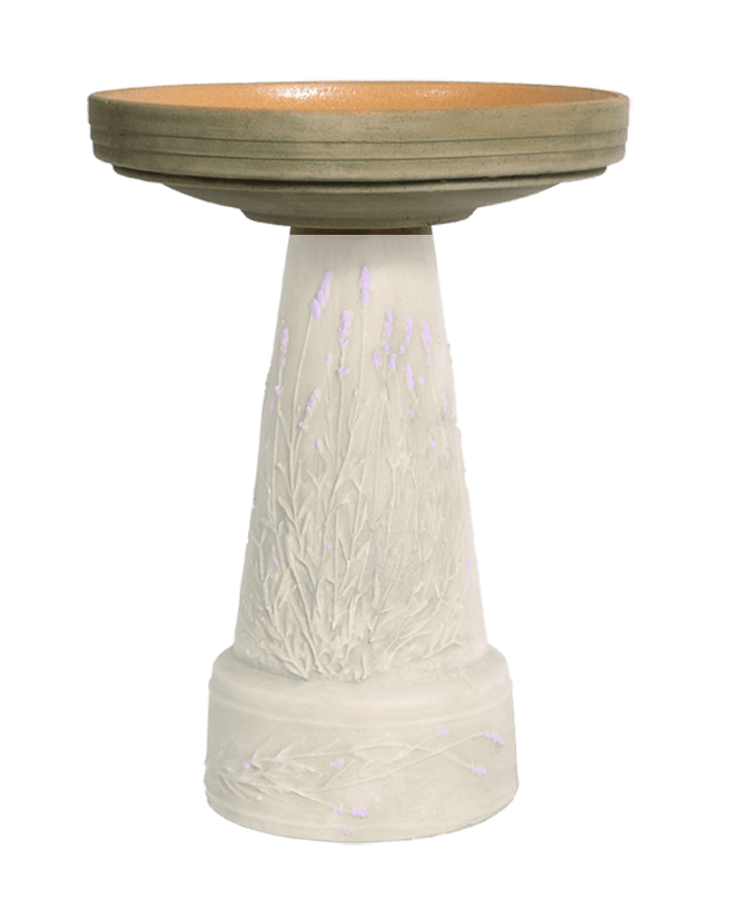 Replacement Birdbath Bowl Top for Purple Lavender Handcrafted Clay Birdbath - inthegardenandmore.com