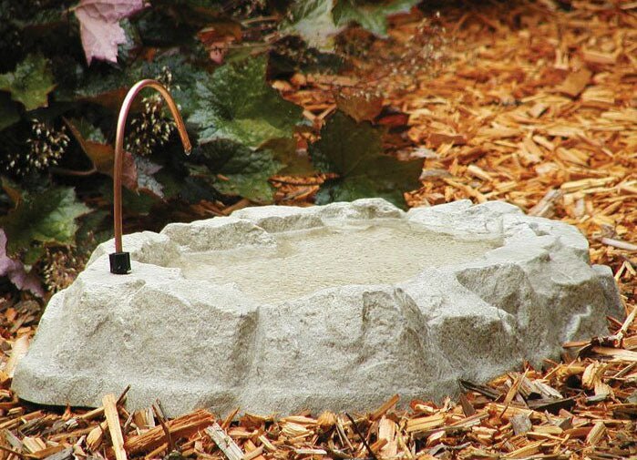 River Rock Bird Bath with Water Dripper - inthegardenandmore.com