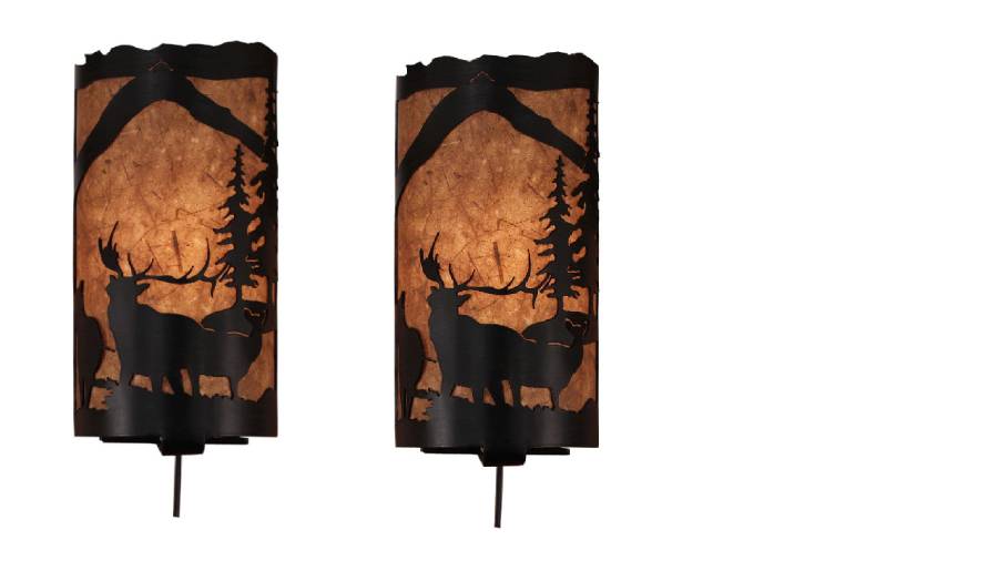 Rustic Deer Panel Wall Sconce - inthegardenandmore.com