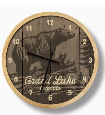 Rustic Lodge Bears Wall Clock - Can Be Personalized - inthegardenandmore.com