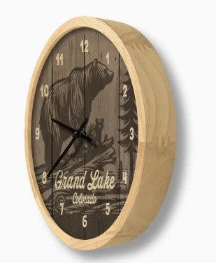 Rustic Lodge Bears Wall Clock - Can Be Personalized - inthegardenandmore.com