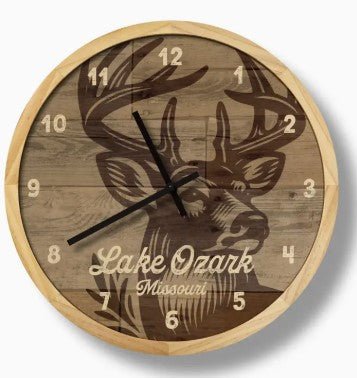 Rustic Lodge Deer Wall Clock - Can Be Personalized - inthegardenandmore.com