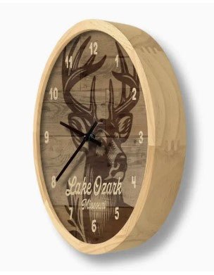 Rustic Lodge Deer Wall Clock - Can Be Personalized - inthegardenandmore.com