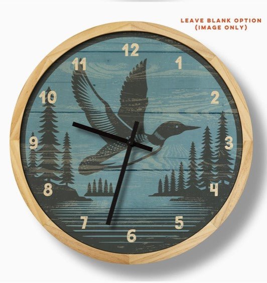 Rustic Lodge Loon Bird Wall Clock - Can Be Personalized - inthegardenandmore.com