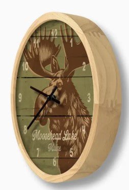 Rustic Lodge Moose Wall Clock - Can Be Personalized - inthegardenandmore.com