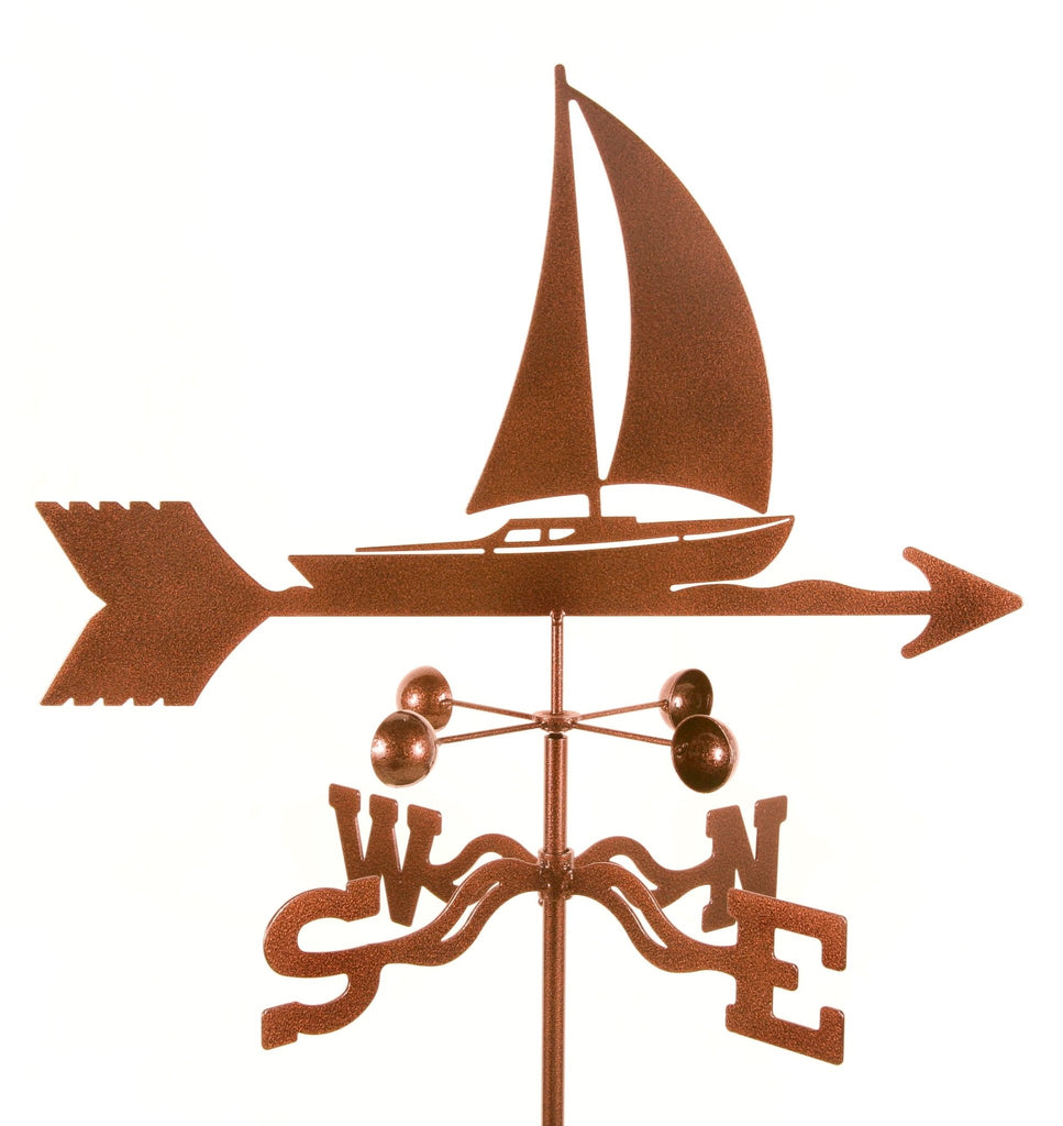 Sailboat Nautical Rain Gauge Garden Stake Weathervane - inthegardenandmore.com